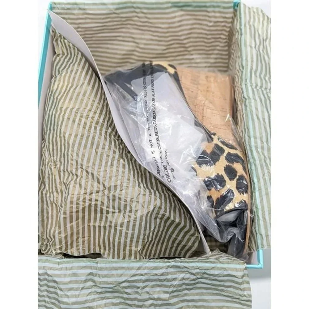 Kate Spade Women's Lonnie Leopard Calf Hair Wedge Sandals Size 9 M (MSRP $198)